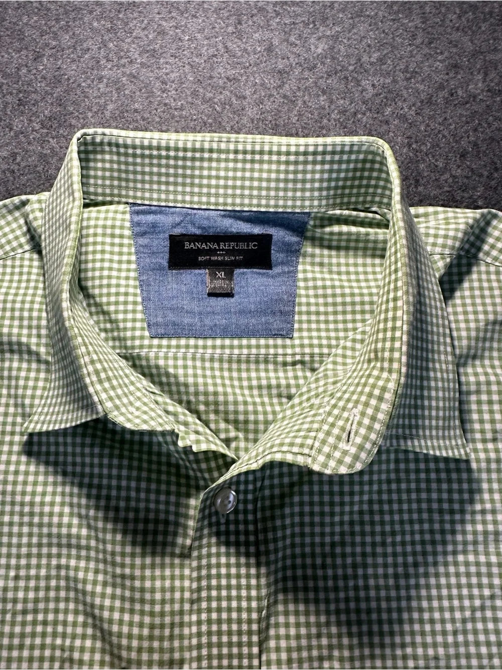 Banana Republic Light Green Micro-Check Dress Shirt